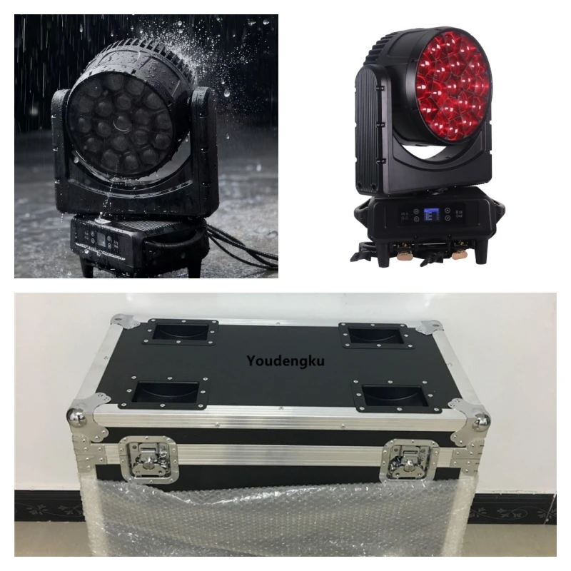 

2 шт. с футляром, уличный луч с подвижной головкой, 19x40 Вт, RGBW, водонепроницаемые светодиодные светильники с подвижной головкой и зумом, пчелиный глаз