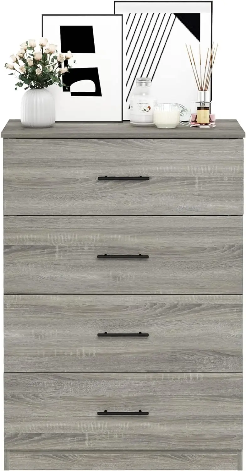 Tidur Simple Design Dresser, 4-Tier Handle, French Oak Grey