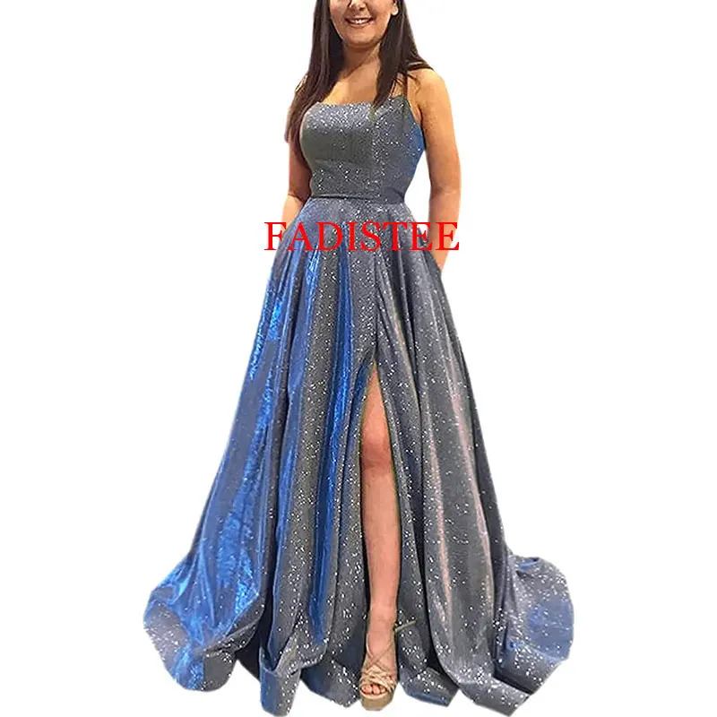 New Style Prom Dresses Spaghetti Straps A-line Party Dress Backless Long Formal Occasion Dresses Vestido De Graduación