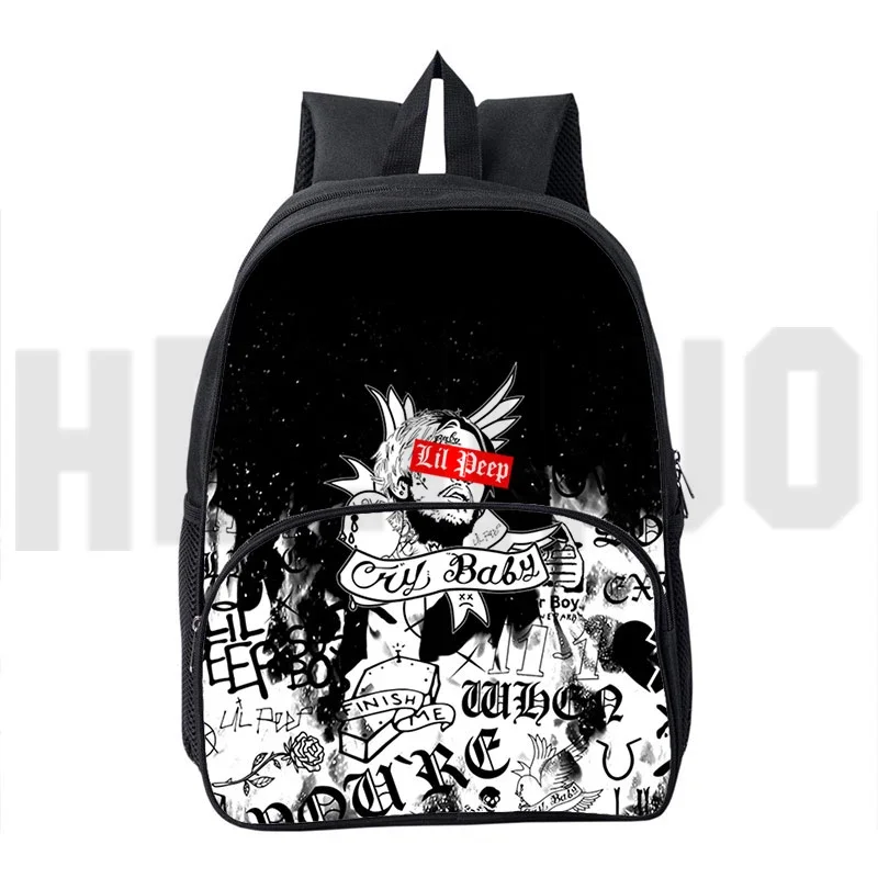 Rapper Lil Peep 3D Backpack 12/16 Inch Mini Rucksack Kindergarten Kids Schoolbag Lil Peep Canvas Cartoon Bookbag Men Travel Bag