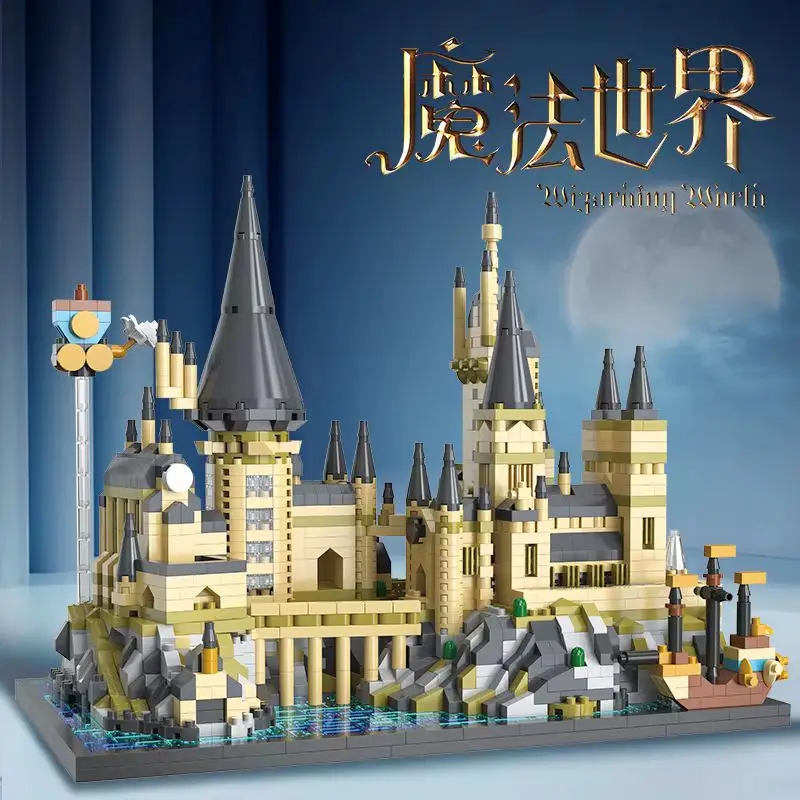 Micro M2050 Magic World Medieval Harrypottor Castle Moc Building Bricks Model Assembly Hogwarts Blocks Toys For Children Gifts