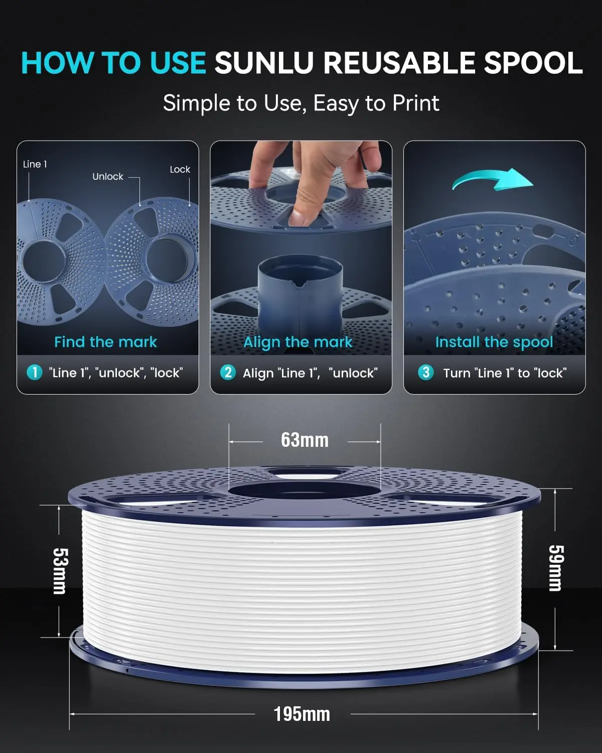 SUNLU Hochgeschwindigkeits-Matt-PETG-Filament 1,75mm 600mm/s Schnelldruck Verwicklungsfreies PETG-Filament Passend für die Meisten FDM-Drucker 1KG Spule – Detail 8
