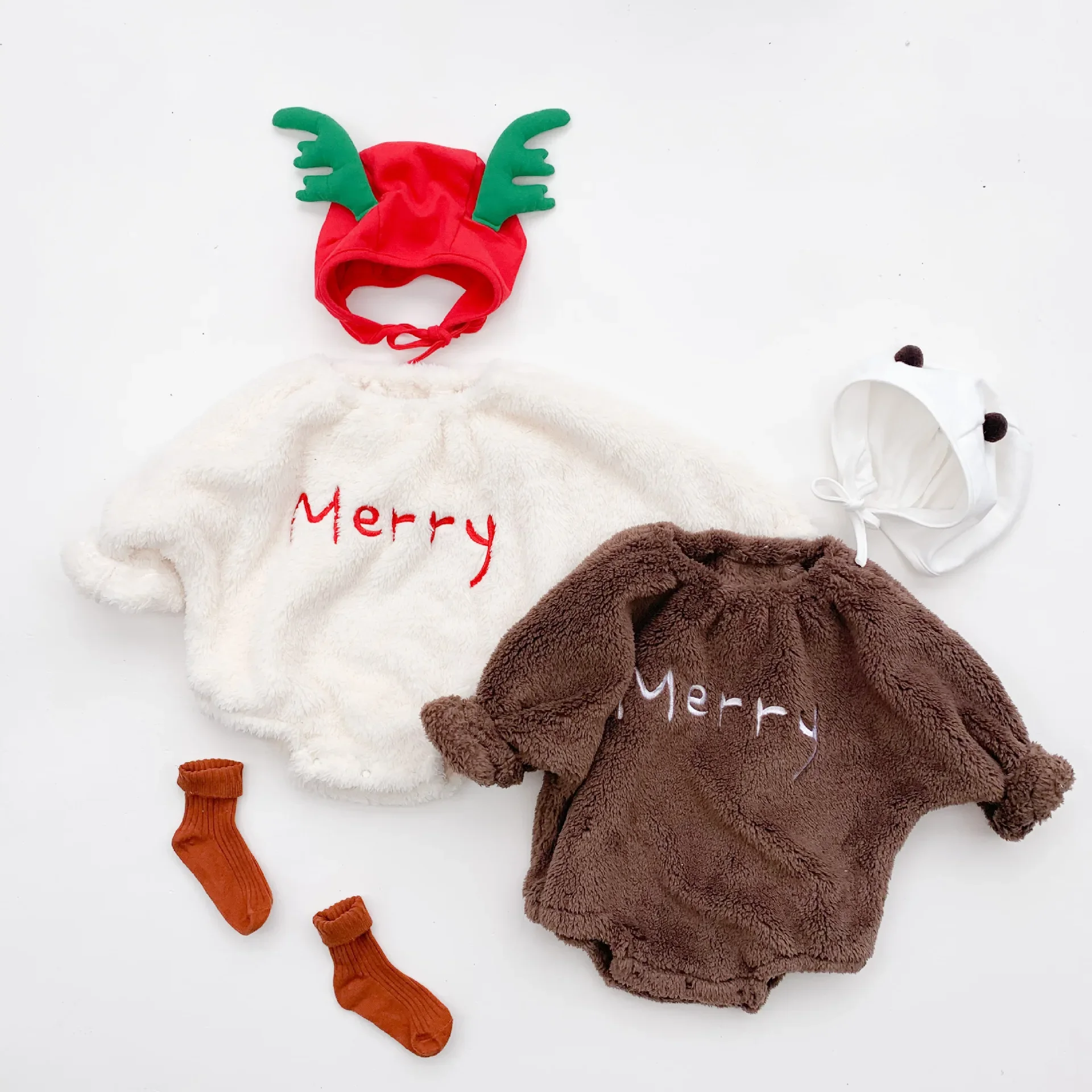 Baby body clothes in autumn and winter with plush jumpsuits cute and cute full of foreign charm Baby photography clothes