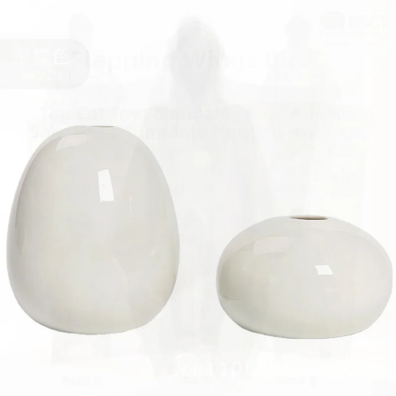 Modern European Style Ceramic Vase Small Fresh White Dried Flower Insert Artistic Desktop Decoration Handmade Home Living Room