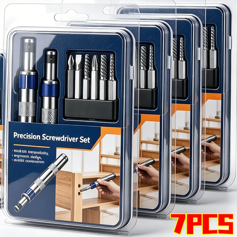 conjunto-de-7-pecas-de-ferramentas-6-em-1-chave-de-fenda-brocas-ferramenta-de-impacto-e-abridor-de-furos-para-madeira-para-fixadores-enferrujados-presos-ou-quebrados-em-aco-de-liga
