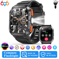 Health Monitor Smartwatch With Flashlight 2.02' HD Screen Blue Tooth Call Smart Watches Men Compass Waterproof For IOS Android