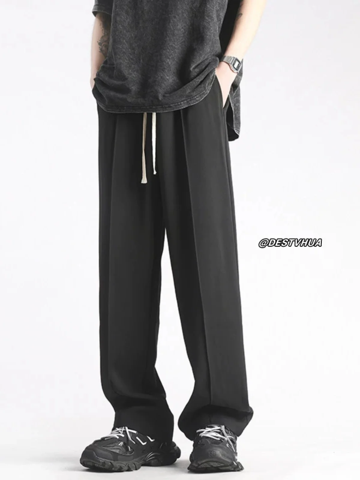 

Мужские повседневные брюки Bla Dstring с широкими штанинами, модные, трендовые, свободного кроя, длинные, дышащие, удобные, летние