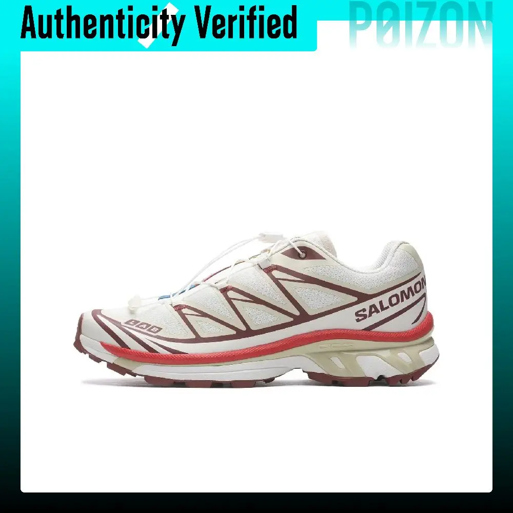SALOMON XT 6 Fabric Low top Running Shoes Unisex Vanilla Green Mist Gray Brick Red L47582300