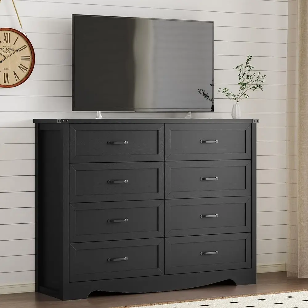 寝室、リビングルーム、オフィス用の金属製ハンドル付き耐久性のある木製チェスト - 安全な保管のための転倒防止設計