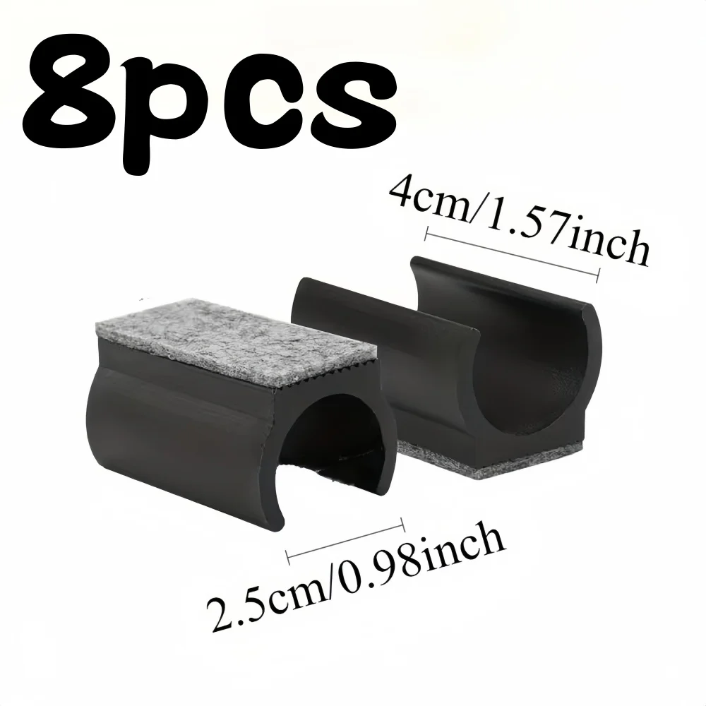 8PCS Felt Rubber Furniture Foot Pads Table Leg Covers Chair Pads Anti Slip U-Shaped Pipe Clamps Floor Protection Covers Pipe ﻿