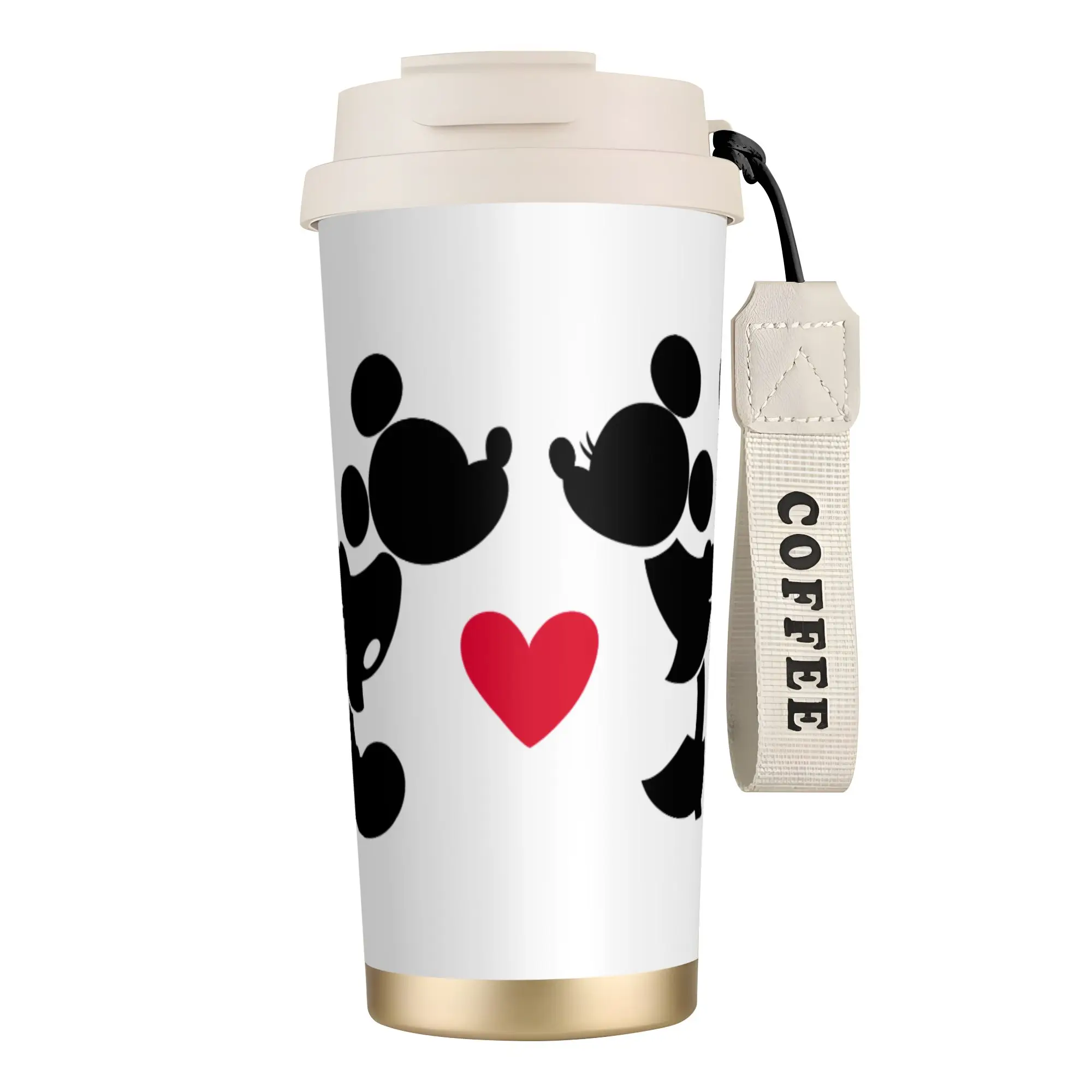 

Термокружка с двойными стенками «Микки и Минни», большая емкость, из нержавеющей стали 316, герметичная, для путешествий