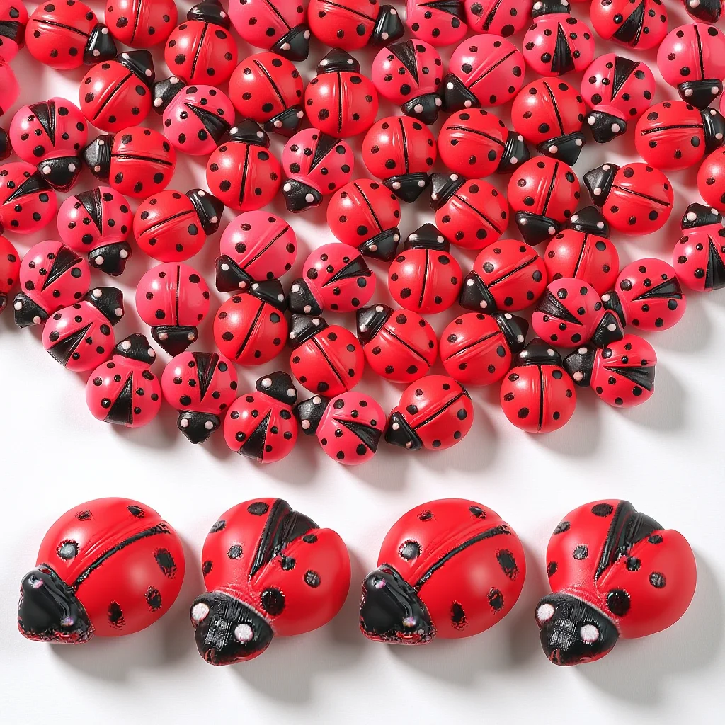 

100Pcs Mini Ladybug Resin Statues Miniature Animal Decorations Garden Party Favors Bulk Mini Resin Ornaments for Crafts