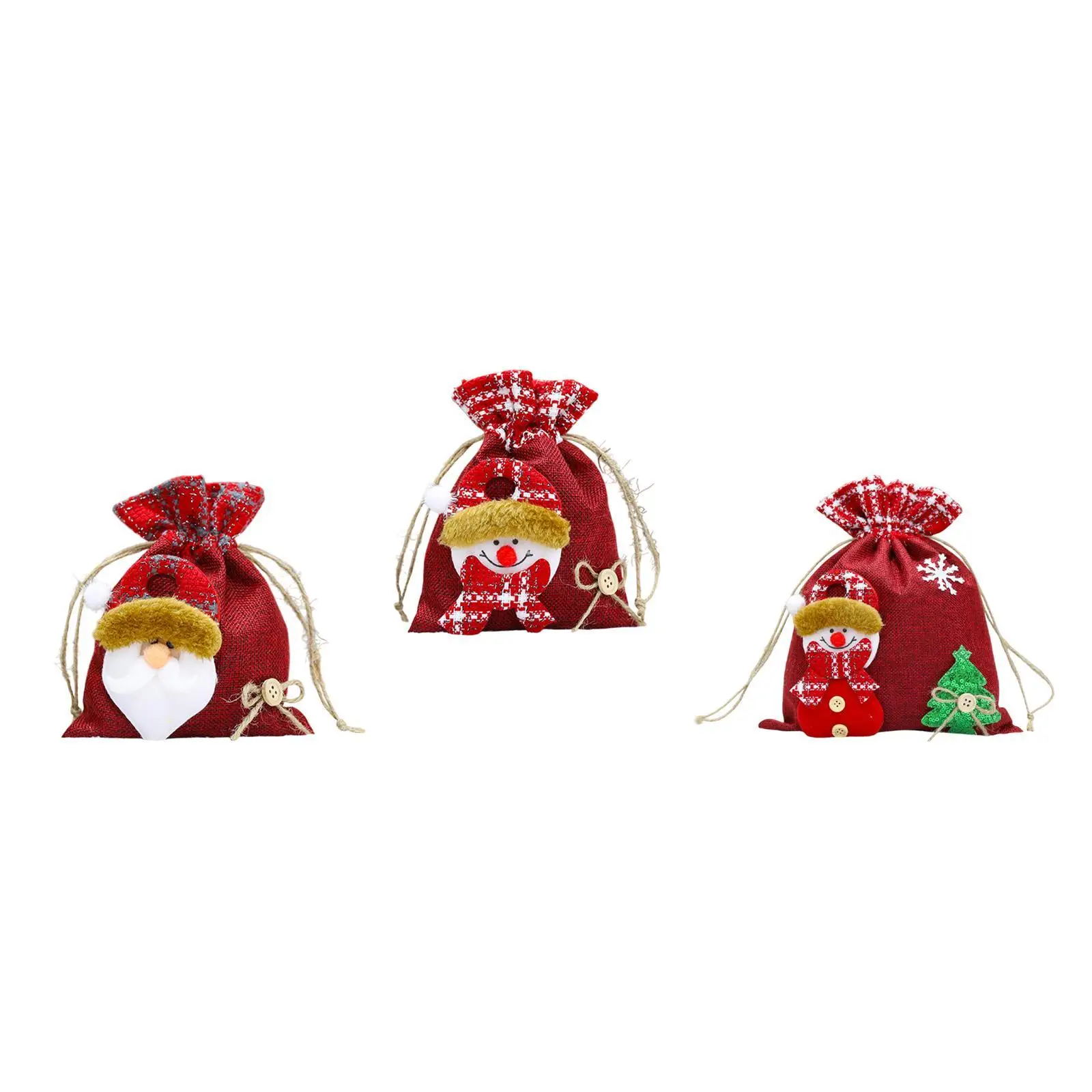 Christmas Drawstring Gift Bag Linen for Christmas Eve Apple Office Supplies