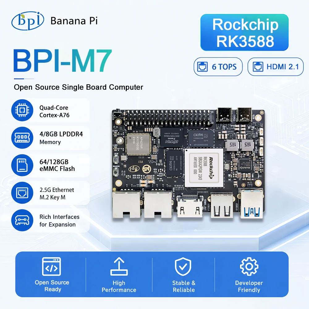 Banana Pi Bpi M7 Rk3588 - 바나나 파이 BPI-M7 록칩 RK3588 쿼드