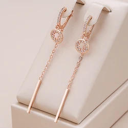 Kinel Hot Trend Long Tassel Dangle Earrings For Women Fashion 585 Rose Gold Color Natural Zircon Fine Daily Jewelry Crystal Gift