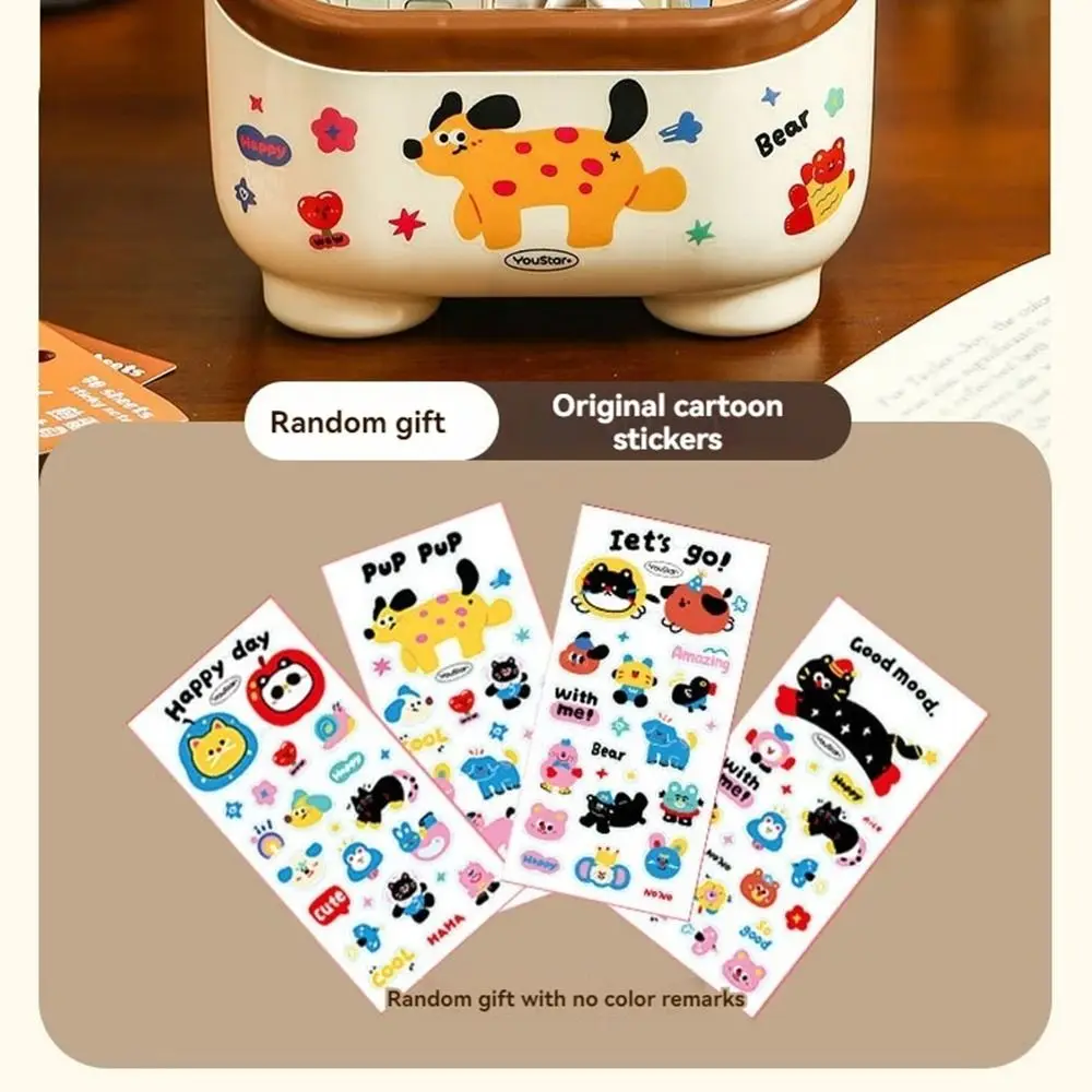 Porte-stylo de bureau de dessin animé, grande capacité avec autocollants aléatoires, organisateur de crayons, Base Stable multifonctionnelle