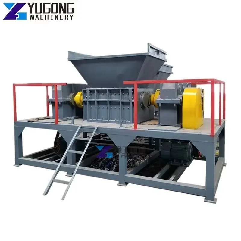 YG Double Shaft Fabric Plastic Tire Tobacco Waste Shredder Pet Bottle Food Recycling Cutting Machine Price Tire Recycle Plant