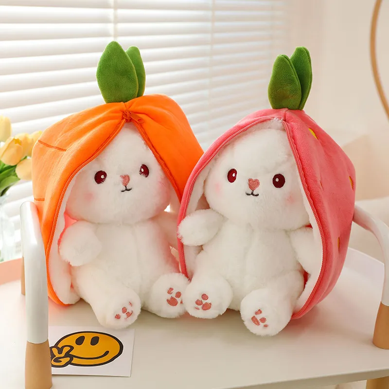 35-60cm Giant Size Doll Fruit Transfigured Plush Toy Lovely Rabbit Turn to Caot Strawberry Dolls Stuffed