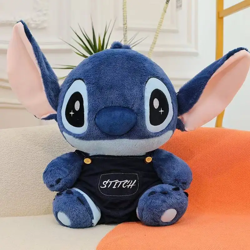 

Плюшевая кукла Disney Stitch, милая аниме-игрушка в комбинезоне, подарок на день рождения для мальчиков и девочек, аксессуары для украшения дома и комнаты