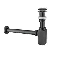 Square Bottle Trap Drain Sink Pop Up Siphon Valve For Bathroom Basin Mordern Fixture Black P-trap Hose For Home Renovation