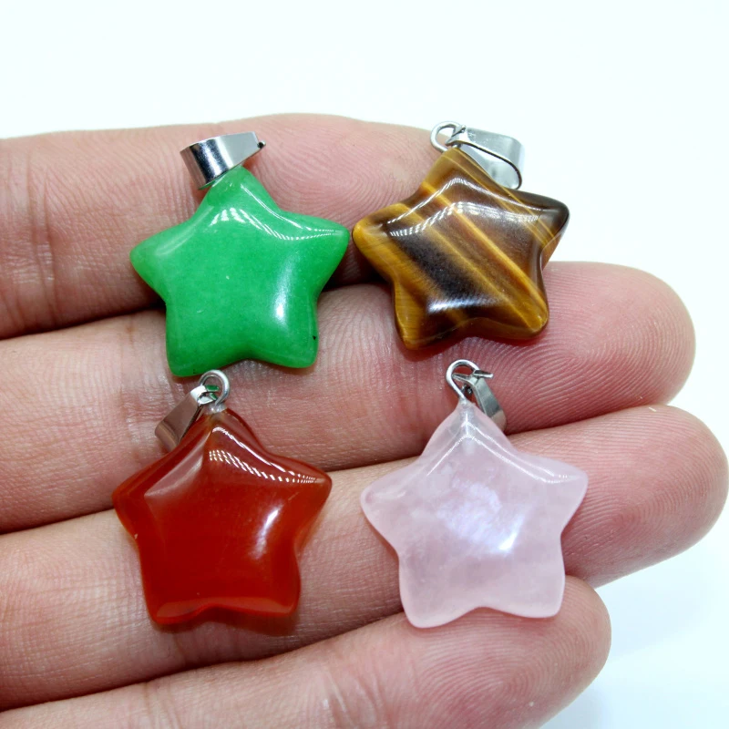30pcs Natural Gemstone Crystal Quartz Five-pointed Star Pendant Multicolor Lucky Star Pendant Simple Accessories Couple Crystal image 6