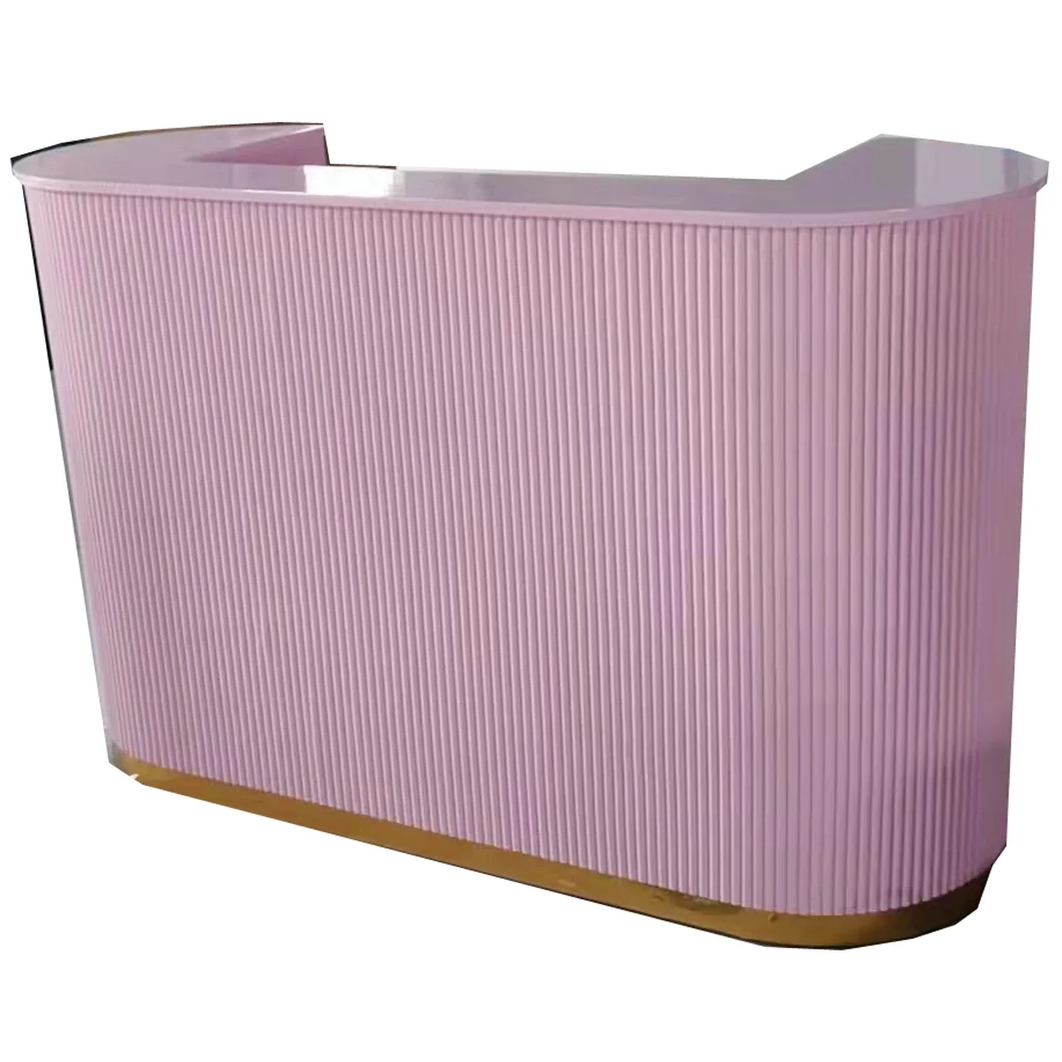 2026 2022 Latest Modern Pink&Gold Reception Desk for Retail Store Reception Desks for Salons Commercial Front Desk