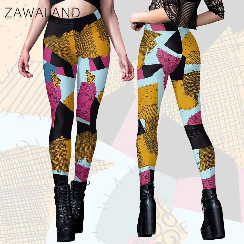 

Cosplay Costume Sally Printing Pants Halloween Woman Tight Pants Carnival Stage Performance Leggings Fashion High Waist Trousers