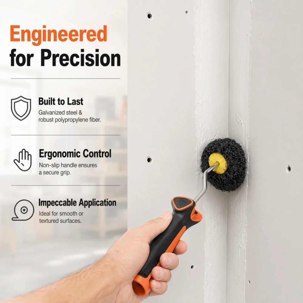 Shed-Resistant Corner Drywall Mud Roller Wall Covering Durable Corner Paint Roller Multi-functional Putty Brush Home Improvement