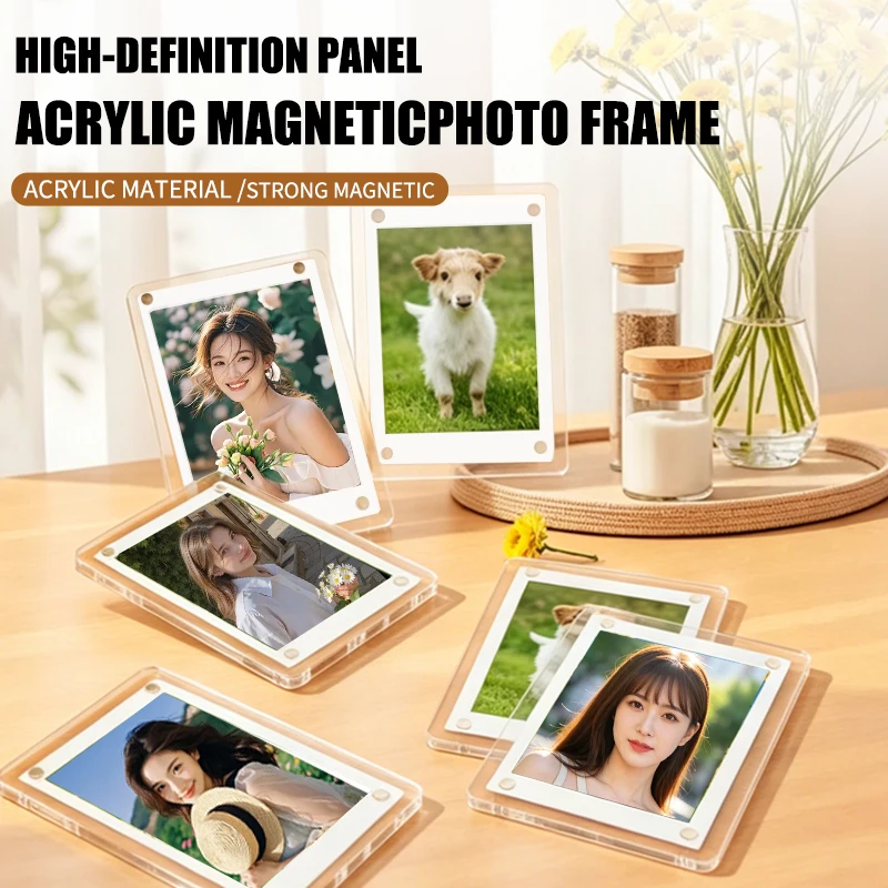 10 Packs Clear Acrylic Magnetic Frames Double Sided Mini Photo Fridge Magnets for Refrigerator Home Decoration
