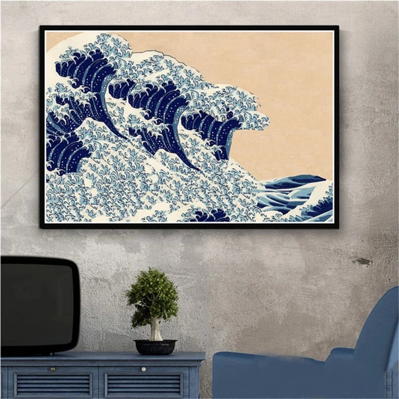 Katsushika Hokusai Japanese Ukiyo-e Wave Canvas Painting Posters and Prints Wall Pictures for Living Room Decoration Home Decor