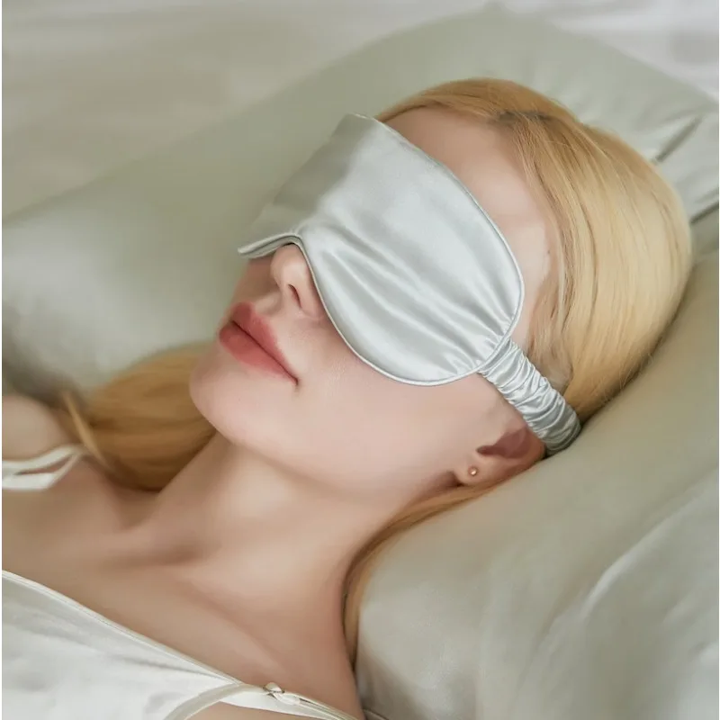 Pure Mulberry Silk Eye Mask | Silk Fibre Filling | 22 Momm Mulberry Silk Sleep Mask with Velvet Band & Travel Pouch Solid Color