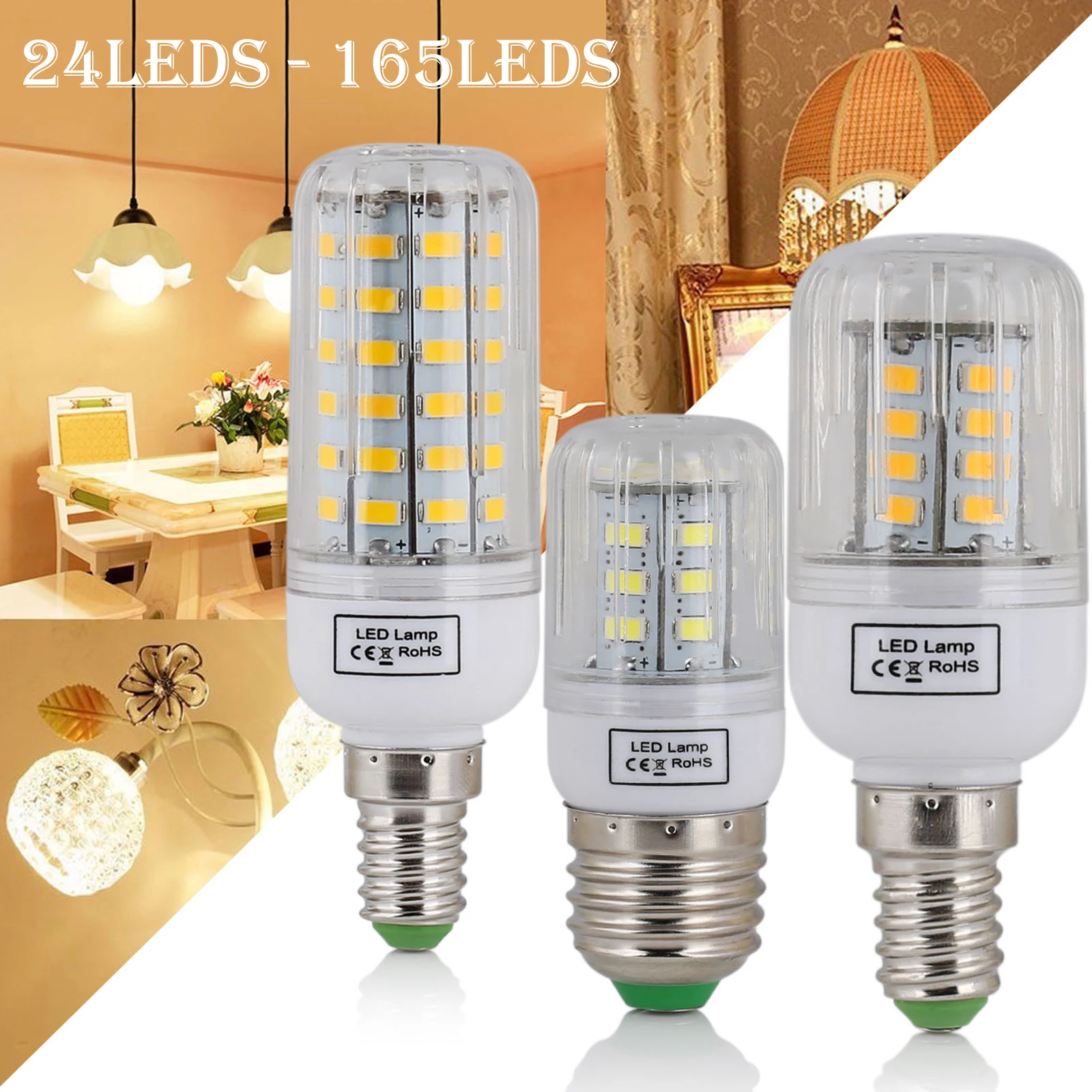 E27 E14 B22 светодиодный кукурузный свет 24LEDs-165LEDs лампа высокой мощности освещает гостиную заменить галогенную лампу холодную нейтральную теплую белую лампу