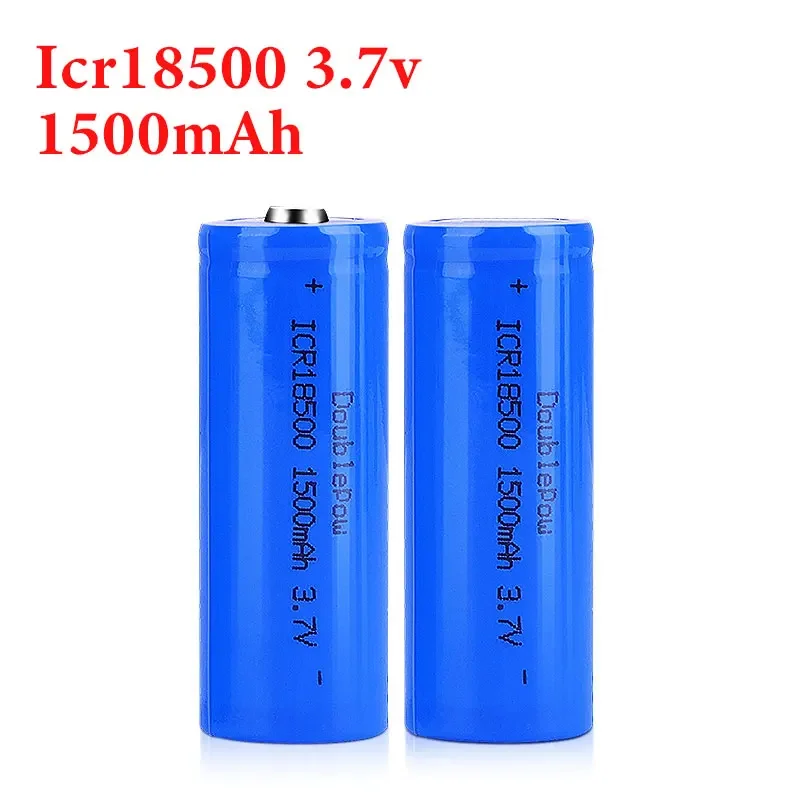 

18500 1500mAh Batteries Icr18500 3.7V Rechargeable Lithium Battery Flat Head Pointed for Electric Toy Speakers Torches LED Light