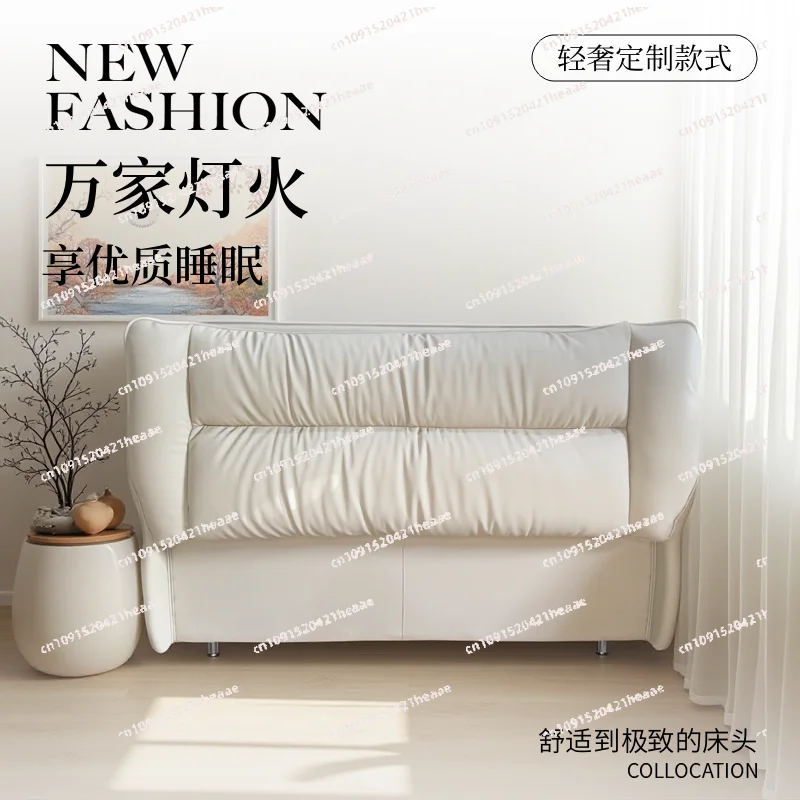 Suitable for Double bed modern simple integrated bed solid wood headboard soft bag 1.8 meters ecological leather bedside