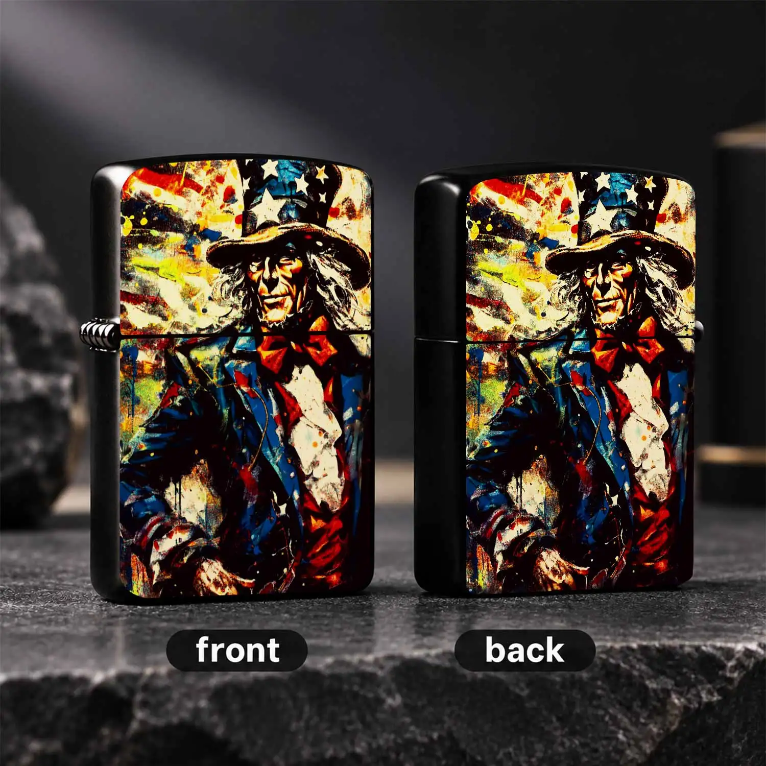 Uncle Sam Graffiti Art Themed Lighter, Stylish Portable Daily Use Igniter, Vibrant Retro American Art Pattern Design, Ideal For Party Camping Outdoor Activities, Exquisite Unique Gift Choice For Art Lovers And Trendy Pe A Humorous And Inter