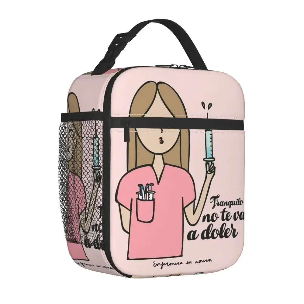 Enfermera En Apuros Pattern Nurse Lunch Bag Portable Doctor Nurse Medical Food Bags Cooler scatole per il pranzo isolate termicamente