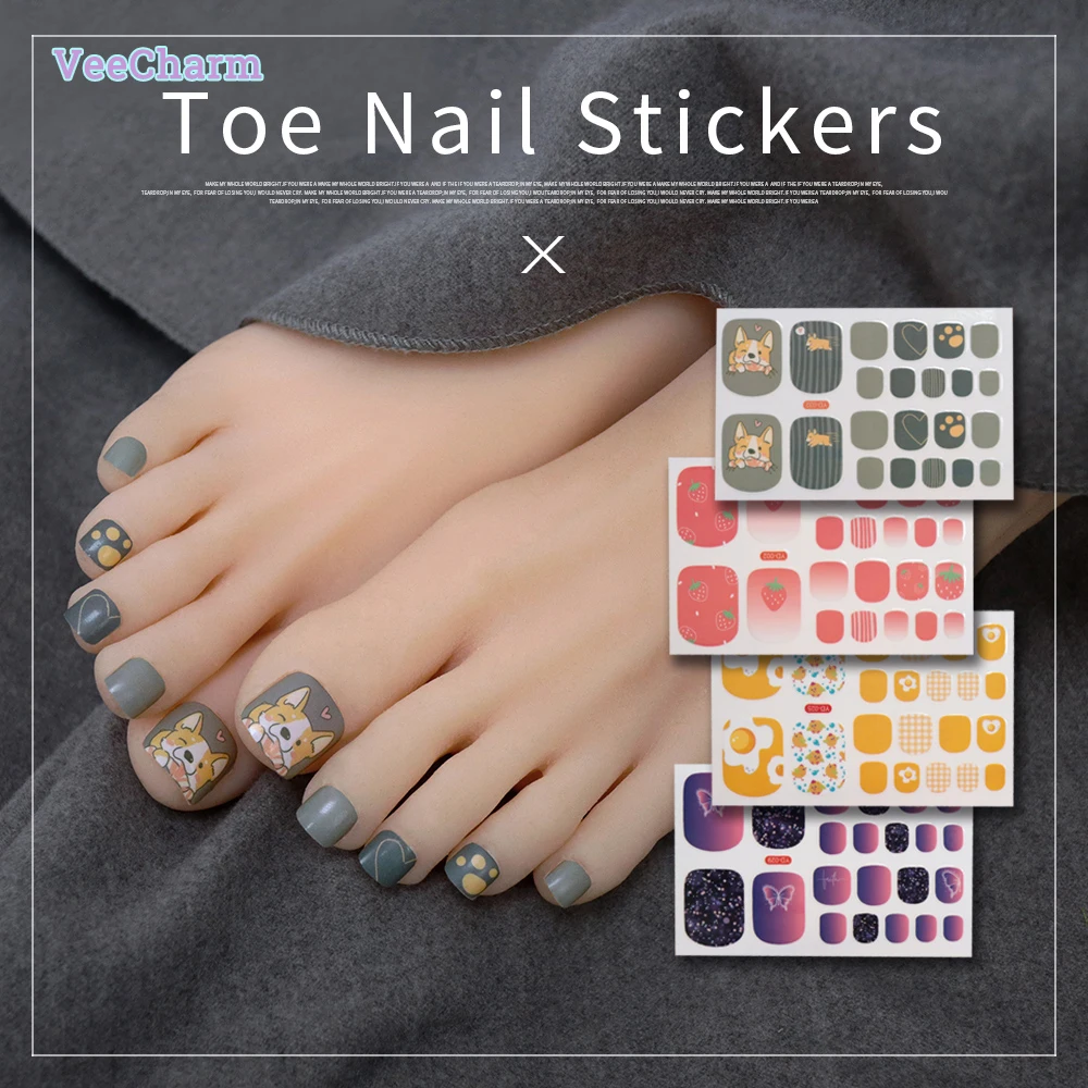 

VeeCharm - Toenail Stickers, Full Nail Wraps with 1 Pcs Nail File, Adhesive Manicure Decals for Toes, DIY Nail Art, 22 pcs/Sheet