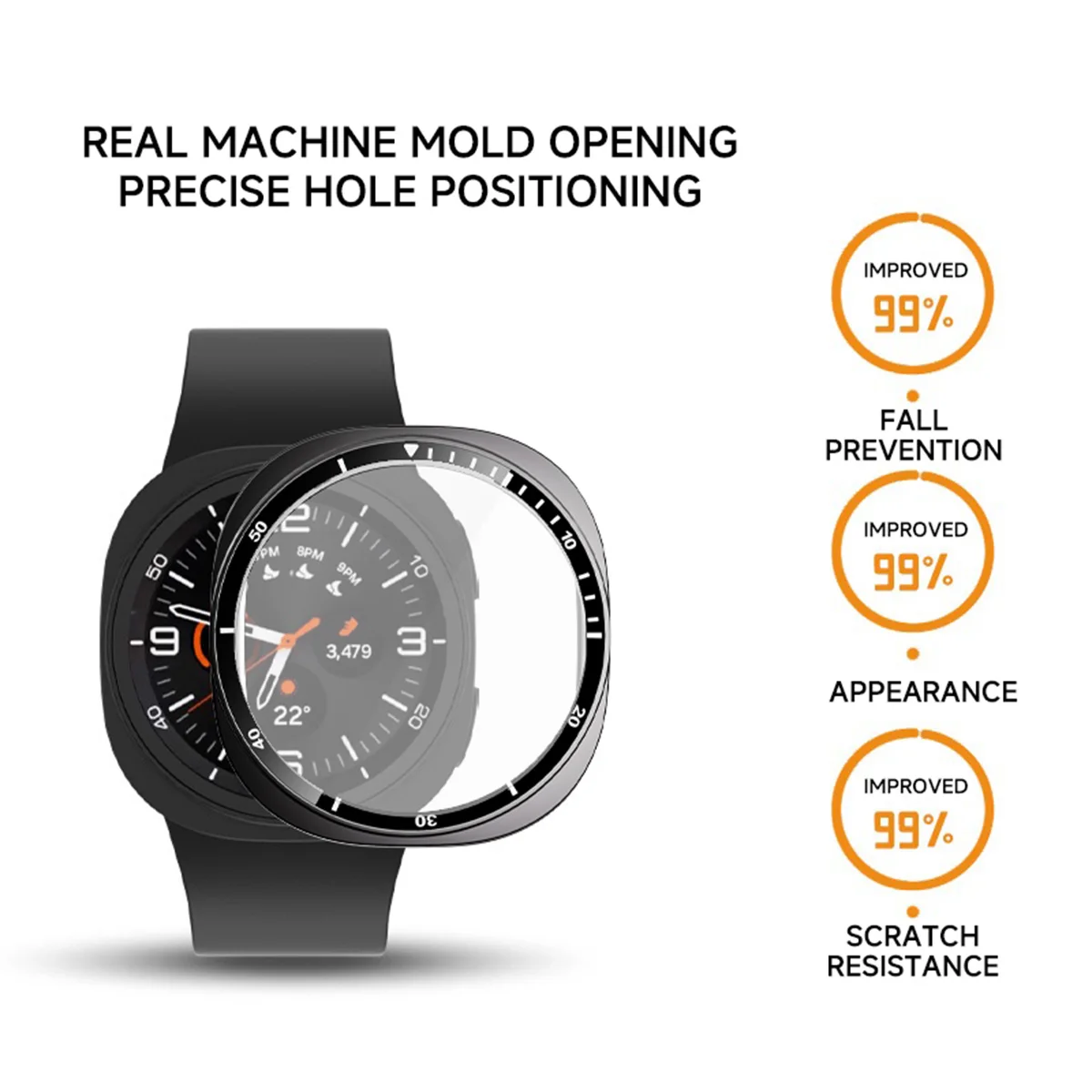 삼성 갤럭시 워치 8 44mm 40mm 강화유리+PC 커버 전체 보호 범퍼 케이스 (갤럭시 워치 8 액세서리)