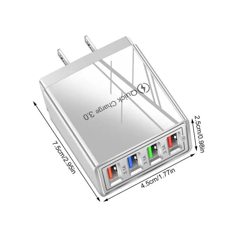 USB Charger Head 4 Port Charging Adapter USB Wall Charger Multiport 3.0 Fast Charging Block For All USB Charging Devices