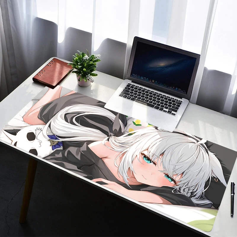 

Mouse Pad Laptop Non Slip Extended Desktop Mouse Mat Anime Keyboard Pad H-hololive Shirakami Fubuki Gaming Accessories Mousepad