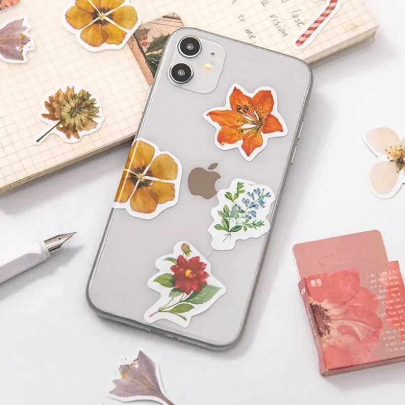 Floral Memory Collection Theme Stickers 45pcs Boxed Flower Memory Scrapbook Decoration Album Diary DIY Collage Creative Material