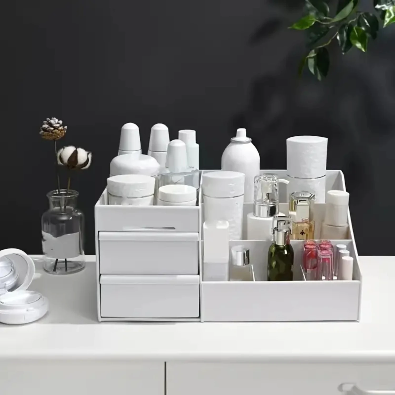 Stilvolle, große, verstellbare Kosmetik-Displaybox – schickes und geräumiges Schubladen-Design für die abgeschnittene Aufbewahrung von Make-up, Schmuck und Pe