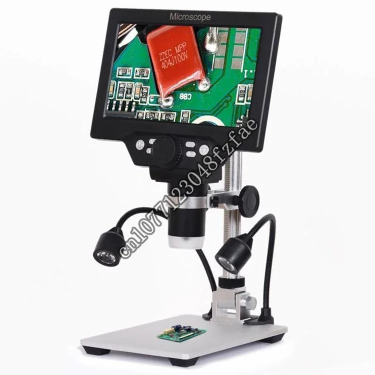 

Portable 1200x 7 Inch Hd Lcd Display Screen Digital Microscope Electronic Pcb Repair 8 Led With External 2 Light Source