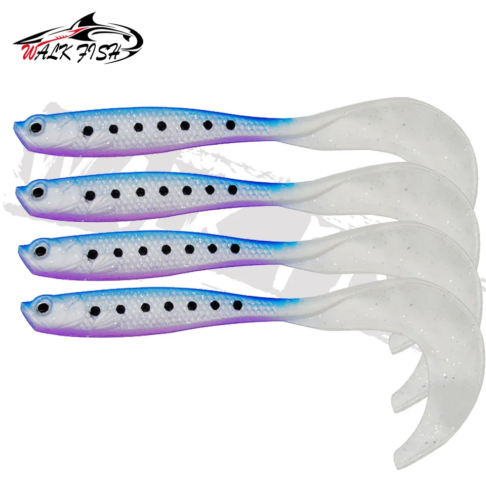 WALK FISH 4PCS Jigging Wobbler Angelköder 12,5 cm 5,5 g Shad T-Schwanz weicher Köder Künstliche Silikonköder Bass Hechtangeln