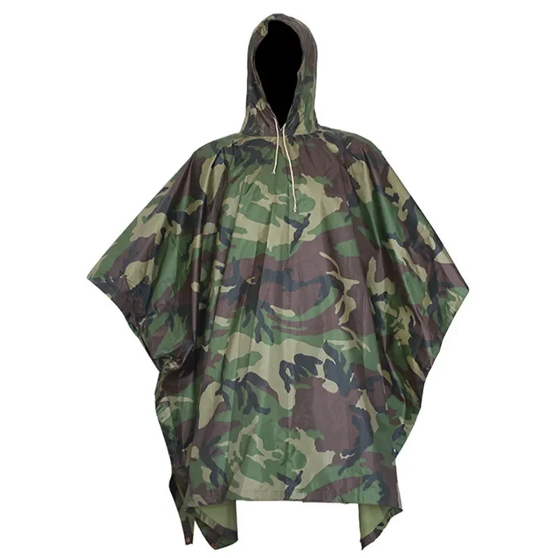 

Men Women Outdoor Camping Sports Military Training Camouflage Waterproof Raincoats Jungle Hiking Multi Functional Hoody Poncho