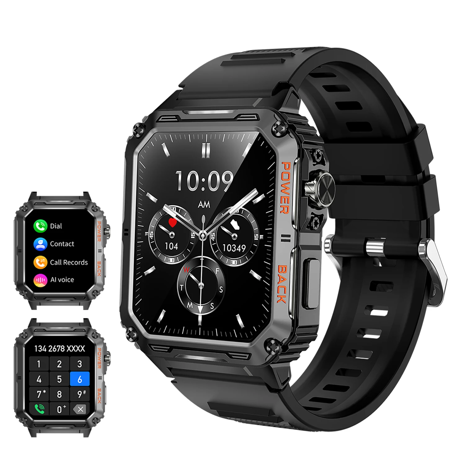 Sport Smart Watch Men LED Lighting Bluetooth Call Fitness Tracker Heart Rate Blood Pressure Monitor Long Battery Life Smartwatch