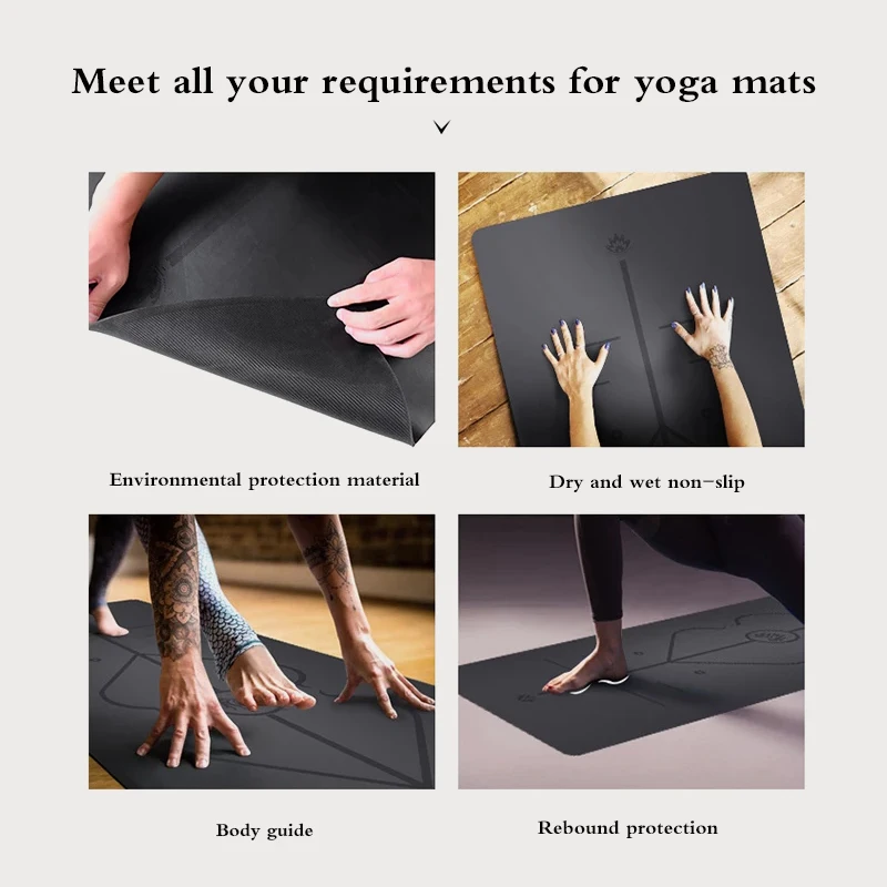 بساط اليوغا المطلي بالبولي يوريثان من المطاط الطبيعي، بساط تمارين صديق للبيئة للياقة البدنية والتمدد #3