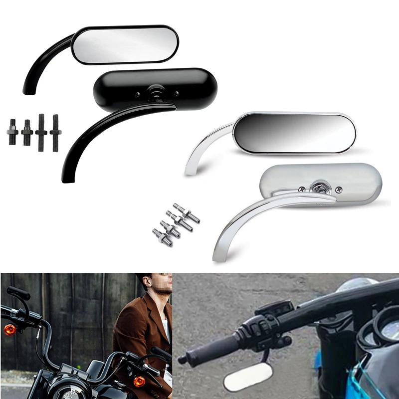 8MM 10MM Motorcycle Chrome /Black Aluminum Rear View Mirror Side Mirrors Accessories Universal For Harley Cruiser Chopper Bobber