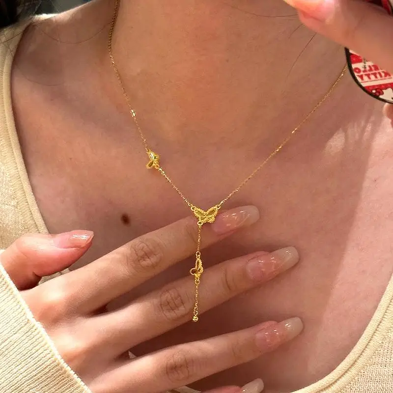 

Длинное ожерелье-бабочка с кисточками, креативное новое новое кулон с измельченным льдом, сверкающая цепочка на воротник, свадебные изысканные ювелирные изделия, подарок