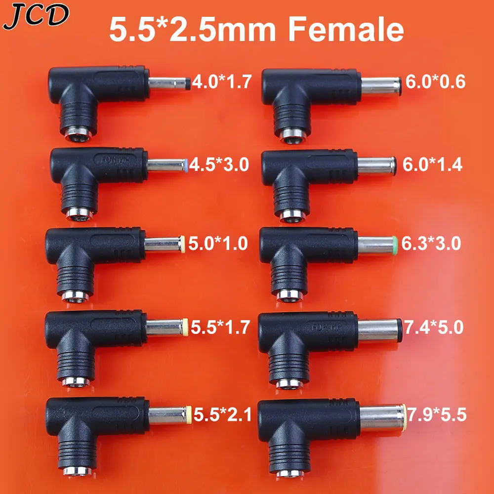 JCD DC 5.5X2.5 Female Jack Adapter to 4.0*1.7 4.5*3.0 5.0*1.0 5.5*1.7 6.0*1.4 6.3*3.0 7.4 Male Plug Power Connector Laptop 240w